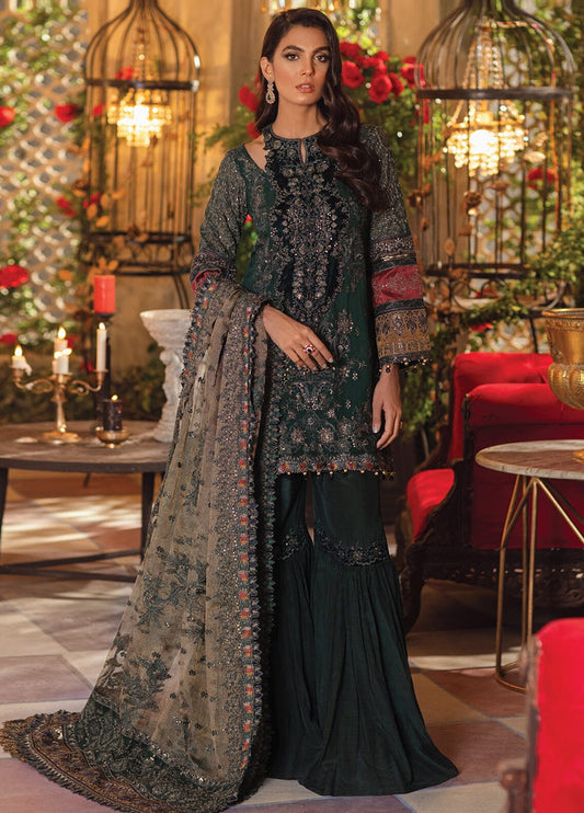 Embroidered Chiffon 3 Piece Unstitched Suit-EM0027Party Wear
